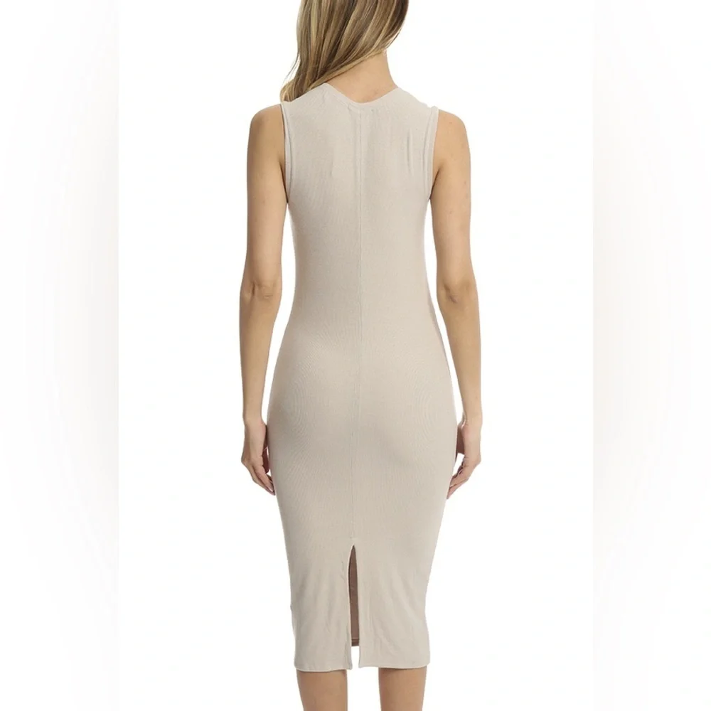 ATM Sleeveless Henley Midi Dress Color Rafia Size Small - Picture 2 of 9